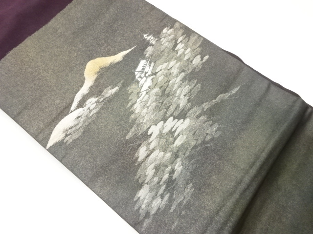 JAPANESE NAGOYA OBI / WOVEN TREES & MOUNTAINS